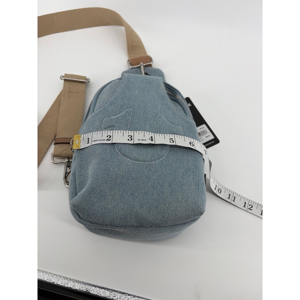 True Religion Light Blue Denim Sling Bag Horseshoe Logo Crossbody - Picture 5 of 6